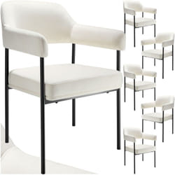 Lot 6 fauteuils rembourrés pieds en acier dossier continu noir/blanc