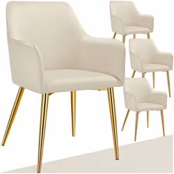 Fauteuil en velours rembourré Lot de 4 beige