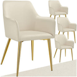 Fauteuil en velours rembourré Lot de 4 beige