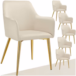 Fauteuil en velours rembourré Lot de 6 beige