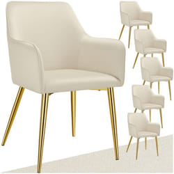 Fauteuil en velours rembourré Lot de 6 beige