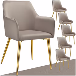 Fauteuil en velours rembourré Lot de 6 taupe