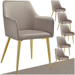 Fauteuil en velours rembourré Lot de 6 taupe