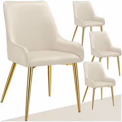 Chaise rembourrée en velours rembourré Lot de 4 beige