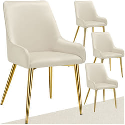 Chaise rembourrée en velours rembourré Lot de 4 beige