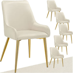 Lot 6 chaises rembourrées aspect velours forme ergonomique beige