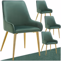 Chaise rembourrée en velours rembourré Lot de 4 vert