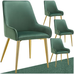 Chaise rembourrée en velours rembourré Lot de 4 vert