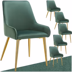 Chaise rembourrée en velours rembourré Lot de 6 vert