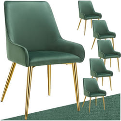 Chaise rembourrée en velours rembourré Lot de 6 vert