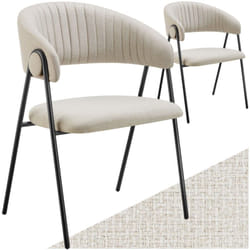 Fauteuil en tissu rembourré Lot de 2 grège