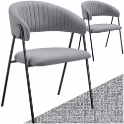 Fauteuil en tissu rembourré Lot de 2 gris