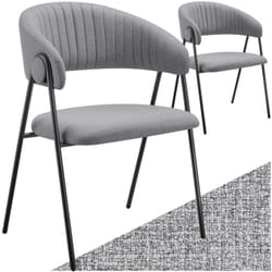 Fauteuil en tissu rembourré Lot de 2 gris