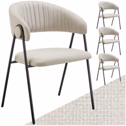 Fauteuil en tissu rembourré Lot de 4 grège