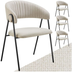 Fauteuil en tissu rembourré Lot de 4 grège