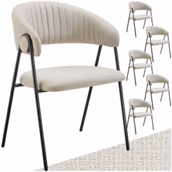 Fauteuil en tissu rembourré Lot de 6 grège