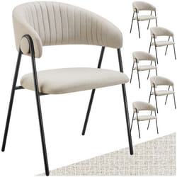 Fauteuil en tissu rembourré Lot de 6 grège