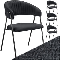 Fauteuil en tissu rembourré Lot de 4 noir