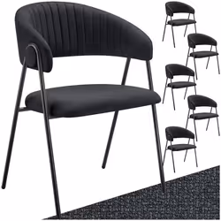 Fauteuil en tissu rembourré Lot de 6 noir