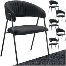 Fauteuil en tissu rembourré Lot de 6 noir