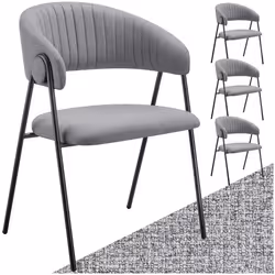 Fauteuil en tissu rembourré Lot de 4 gris