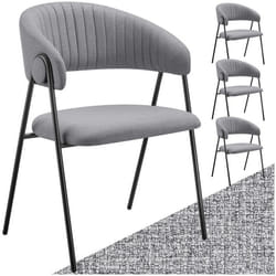 Fauteuil en tissu rembourré Lot de 4 gris