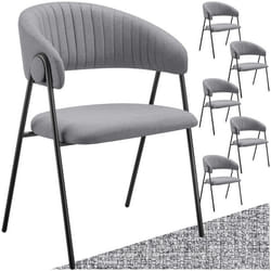 Fauteuil en tissu rembourré Lot de 6 gris