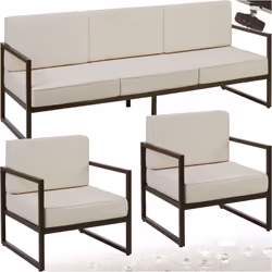 Salon de jardin pour 5 personnes avec une épaisseur d'assise de 14 cm  marron/beige