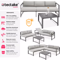 TecTake 405525 ensemble de meubles de jardin Gris