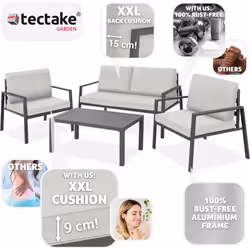 TecTake 405526 ensemble de meubles de jardin Gris