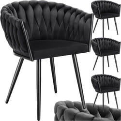 Lot 4 chaises de salle à manger en velours design noué noires