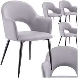 Fauteuil en velours et rembourré Lot de 4 gris clair