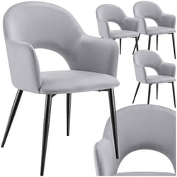 Fauteuil en velours et rembourré Lot de 4 gris clair