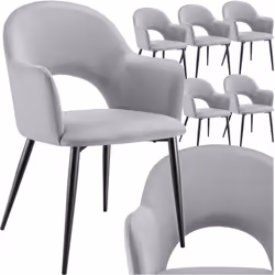 Fauteuil en velours et rembourré Lot de 6 gris clair
