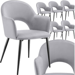 Fauteuil en velours et rembourré Lot de 6 gris clair