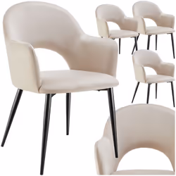 Fauteuil en velours et rembourré Lot de 4 crème