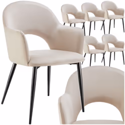 Fauteuil en velours et rembourré Lot de 6 crème