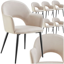 Fauteuil en velours et rembourré Lot de 6 crème