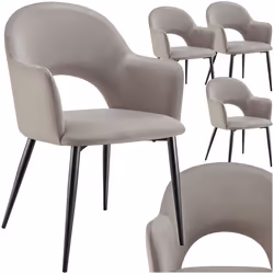 Fauteuil en velours et rembourré Lot de 4 taupe
