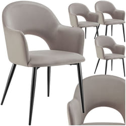 Fauteuil en velours et rembourré Lot de 4 taupe