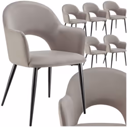 Fauteuil en velours et rembourré Lot de 6 taupe