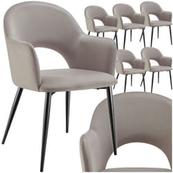 Fauteuil en velours et rembourré Lot de 6 taupe
