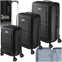 Set de valises de voyage 3 pièces en plastique ABS robuste  noir