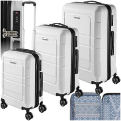 Set de valises de voyage 3 pièces en plastique ABS robuste  blanc