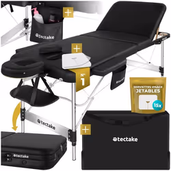 Table 3 zones de massage largeur 70 cm et rembourrage 5 cm noir - TU