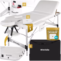 Table 3 zones de massage largeur 70 cm et rembourrage 5 cm  blanc