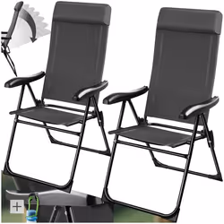 Chaise de camping pliable Ensemble de 2 gris anthracite