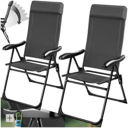 Chaise de camping pliable Ensemble de 2 gris anthracite