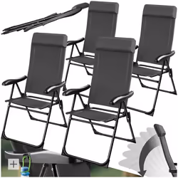 Chaise de camping pliable Ensemble de 4 pièces gris anthracite