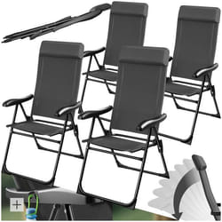 Chaise de camping pliable Ensemble de 4 pièces gris anthracite